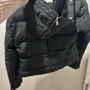DKNY Black Hooded Puffer Jacket